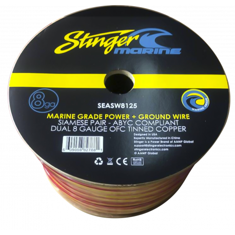 Stinger SPW10TB 1/0 Gauge Tinned Pure Copper 50ft Roll Black Power Wire  Cable